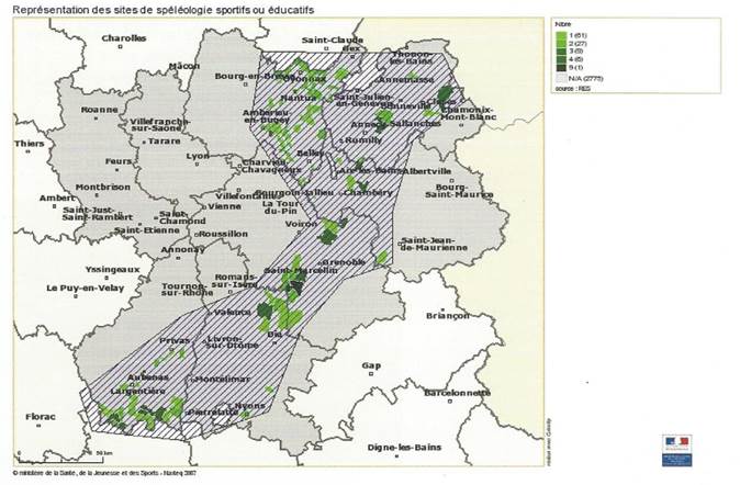 Densité des cavités en région Rhône Alpes